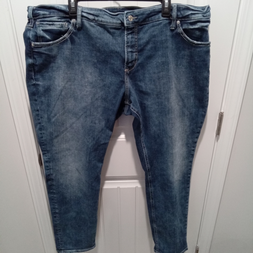 Silver Jeans Co. Girlfriend Sz 24 Length 29 Stone Washed Skinny Denim Blue Jeans
